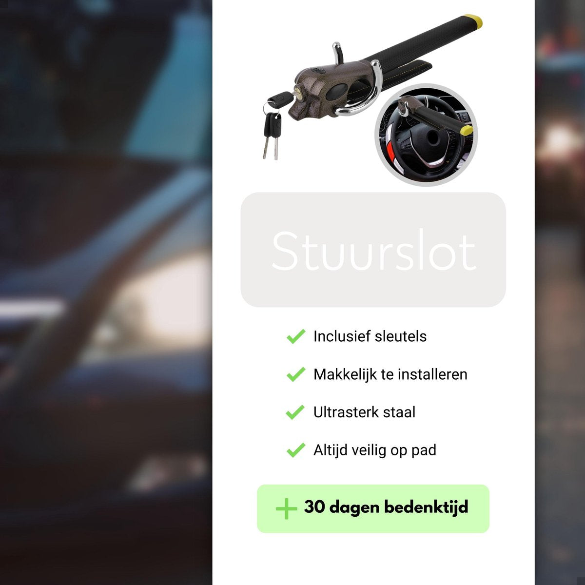 Gtrise Stuurslot Voor Auto - Stoplock - Auto - Camper - Pro - Met Ebook & Opbergtas