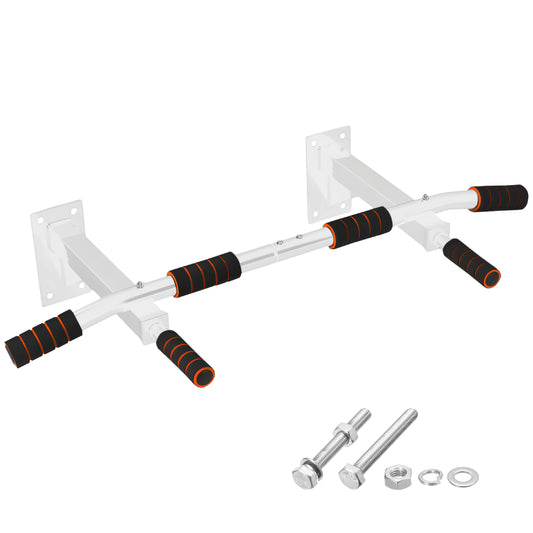 TTD® Premium Pull Up Bar - Pull Up Station - Optrekstang Wandmontage - Dip Station - Dip Bars - Thuis Sporten - Thuis Fitness - Premium materialen - Extra stevige montage onderdelen - Home workout - Wit/Oranje