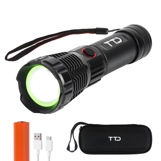 TTD® Militaire Zaklamp LED Oplaadbaar - LEP Technologie - IP65 Waterdicht - 1100 Lumen - 7 Uur Accu - Zoomfunctie - Powerbankfunctie - USB Oplaadbaar