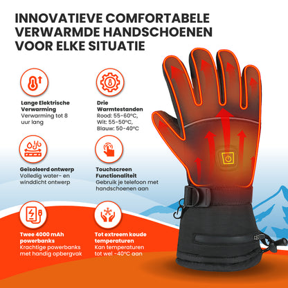Verwarmde handschoenen large (L), USB-oplaadbaar, 40-60 °C, touchscreen & 3 warmtestanden