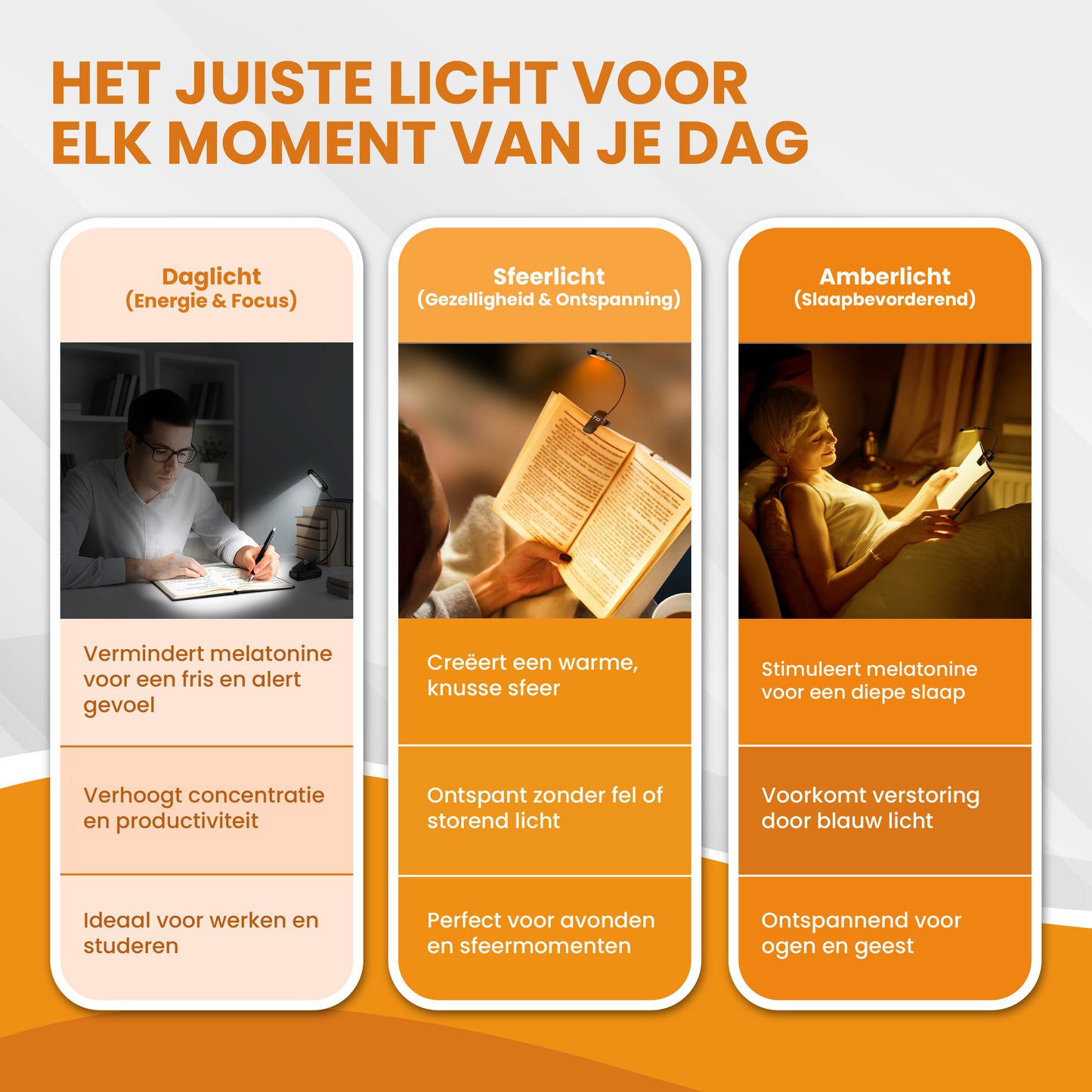 TTD® Leeslampje - 3 Soorten Licht - USB Oplaadbaar - Flexibele Hals - Opbergzakje