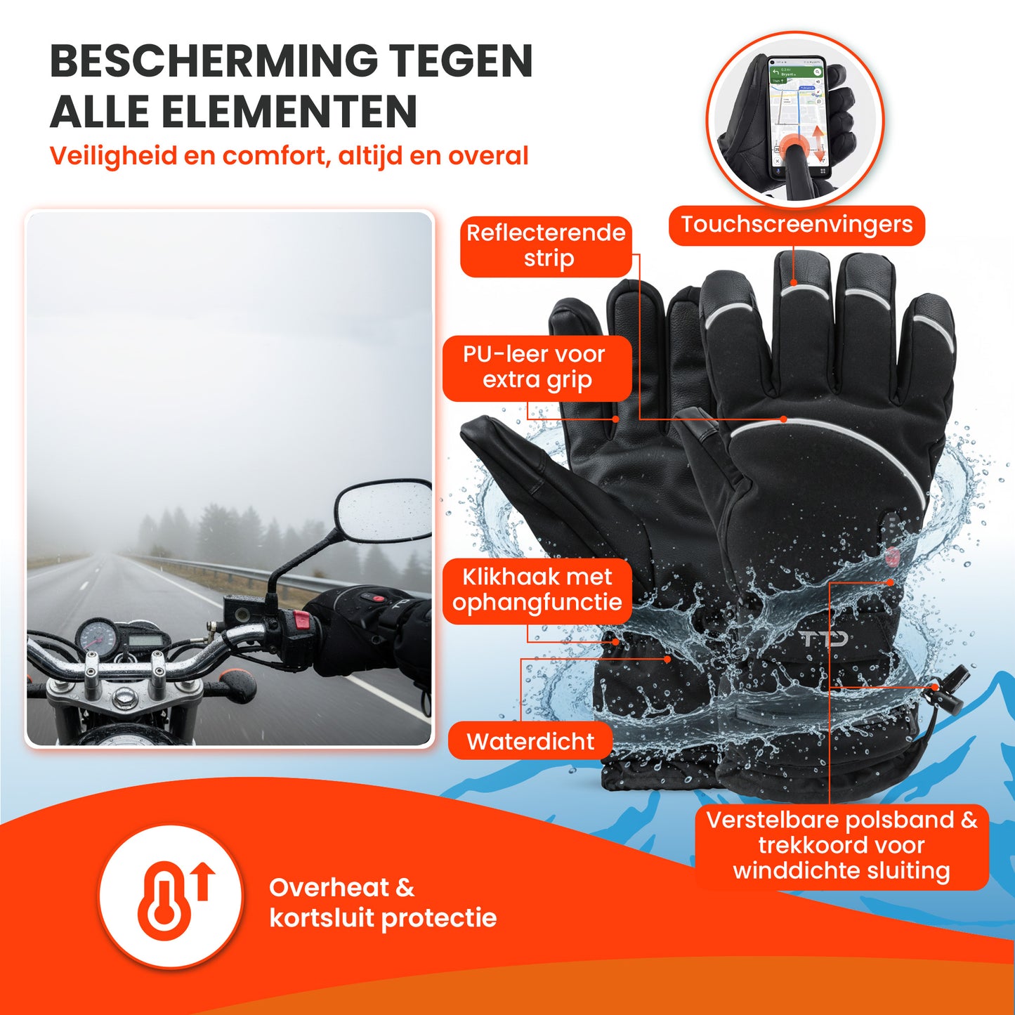 TTD® Verwarmde Handschoenen Deluxe - PU Leer - Verwarmde Wanten - M