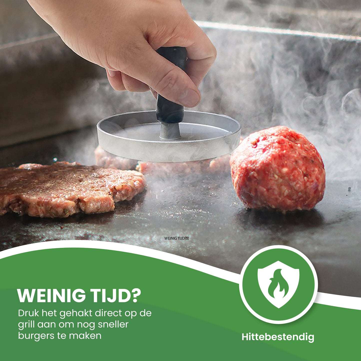 TTD® Hamburgerpers en Hamburgermaker - Smash Burger - Hittebestendig - Strakke Grillgroeven - BBQ Accesoires - BBQ Gereedschap - Barbecue Accessoires - Burger Press - Vaatwasserbestendig - Inclusief 100 Waxpapiertjes - RVS