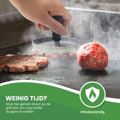 TTD® Hamburgerpers en Hamburgermaker - Smash Burger - Hittebestendig - Strakke Grillgroeven - BBQ Accesoires - BBQ Gereedschap - Barbecue Accessoires - Burger Press - Vaatwasserbestendig - Inclusief 100 Waxpapiertjes - RVS