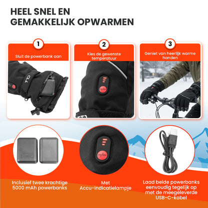 TTD® Verwarmde Handschoenen Deluxe - PU Leer - Verwarmde Wanten - M