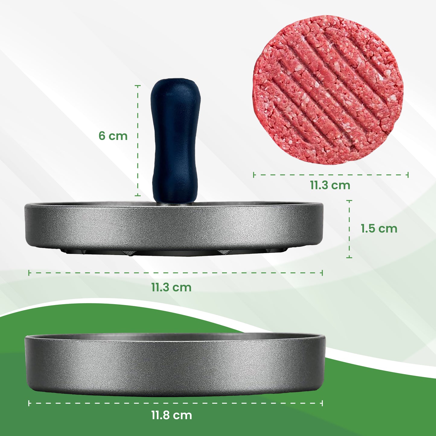 TTD® Hamburgerpers en Hamburgermaker - Smash Burger - Hittebestendig - Strakke Grillgroeven - BBQ Accesoires - BBQ Gereedschap - Barbecue Accessoires - Burger Press - Vaatwasserbestendig - Inclusief 100 Waxpapiertjes - RVS