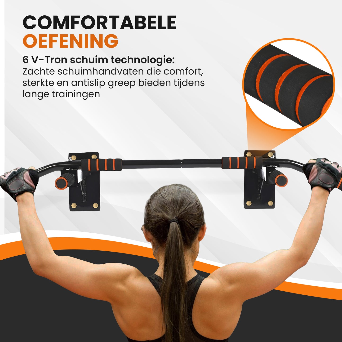 TTD® Premium Pull Up Bar - Pull Up Station - Optrekstang Wandmontage - Dip Station - Dip Bars - Thuis Sporten - Thuis Fitness - Premium materialen - Extra stevige tot 250KG - Inclusief montage onderdelen - Home workout - Zwart/Oranje