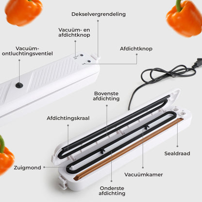 Gtrise - Vacumeermachine - 10 vacumeerzakken - Eenvoudig - Vacuum Sealer - Vacuümmachine - Voor Alle Soorten Voedsel