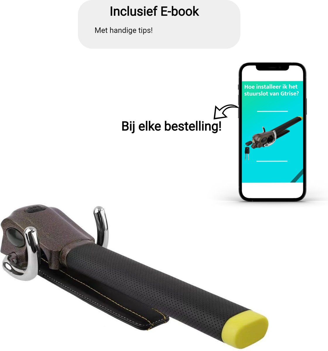 Gtrise Stuurslot Voor Auto - Stoplock - Auto - Camper - Pro - Met Ebook & Opbergtas