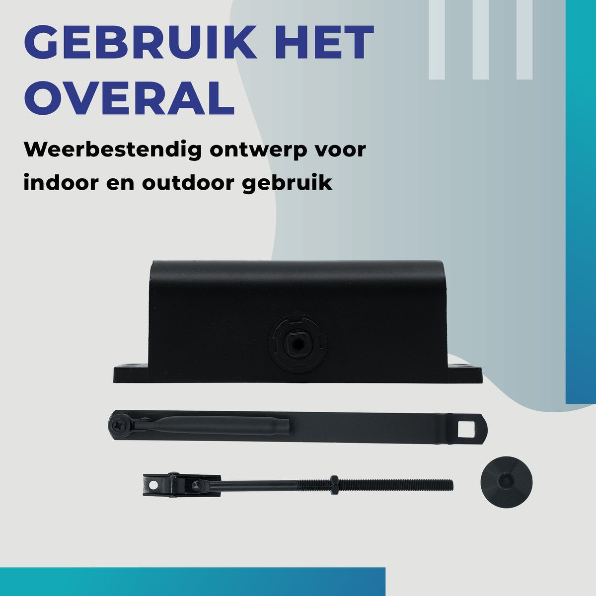 Gtrise Verstelbare Deurdranger voor Binnen & Buiten – Medium -Deurveer – Deursluiter - t/m 60KG –Hardmetaal 1x