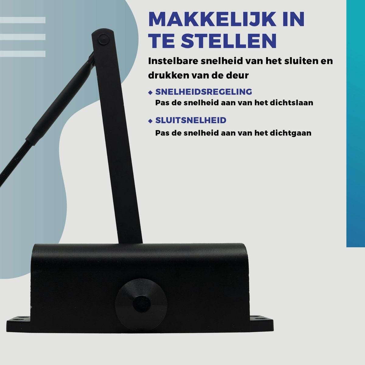 Gtrise Verstelbare Deurdranger voor Binnen & Buiten – Medium -Deurveer – Deursluiter - t/m 60KG –Hardmetaal 1x