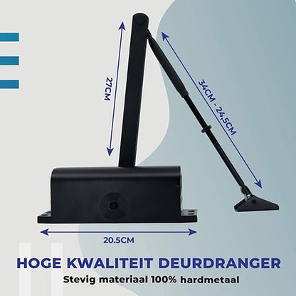 Gtrise Verstelbare Deurdranger voor Binnen & Buiten – Medium -Deurveer – Deursluiter - t/m 60KG –Hardmetaal 1x