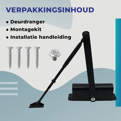 Gtrise Verstelbare Deurdranger voor Binnen & Buiten – Medium -Deurveer – Deursluiter - t/m 60KG –Hardmetaal 1x