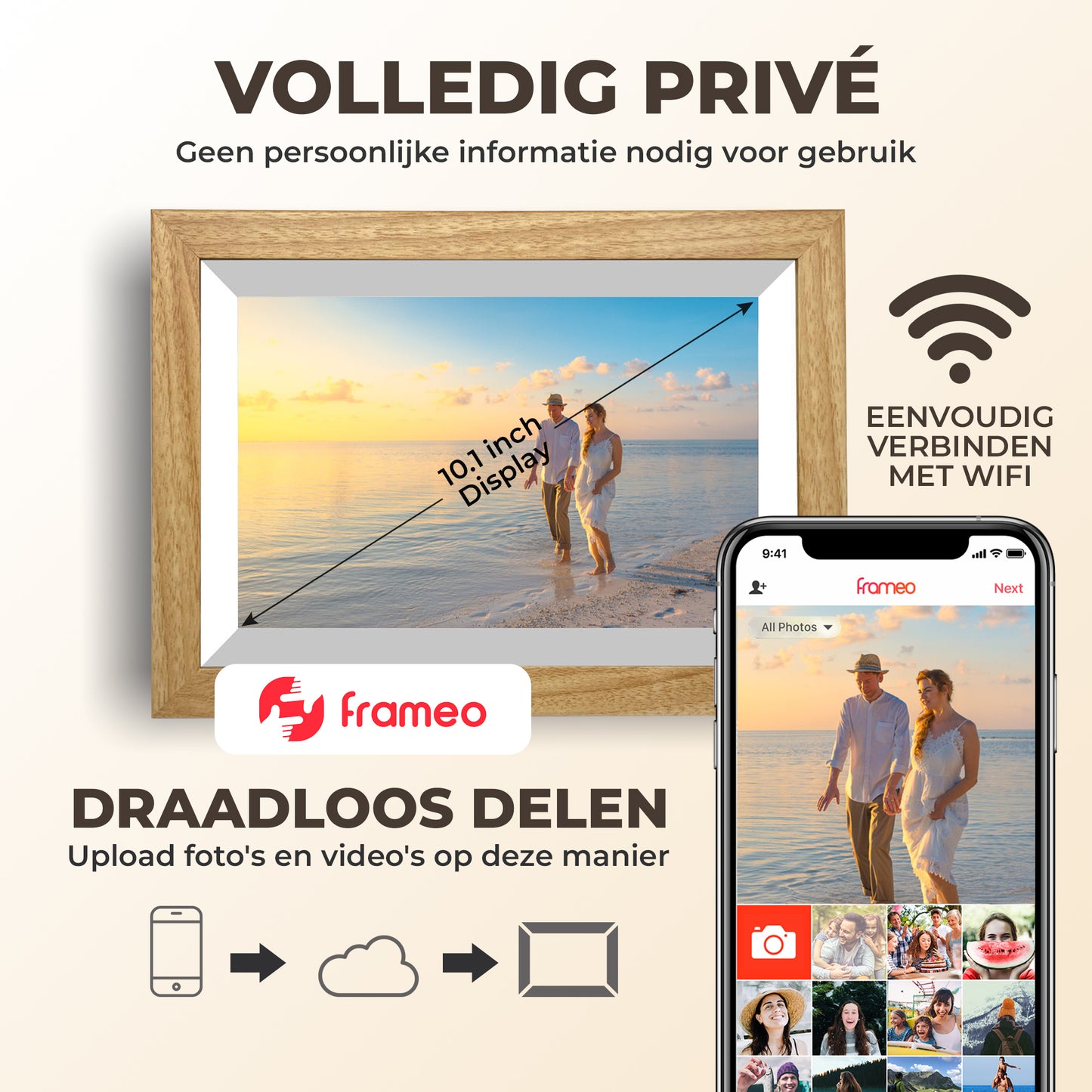 BestHome® Premium Digitale Fotolijst 32GB - 10.1 inch - Touchscreen - Gebruiksvriendelijk - Fotokader - Glazen HD+ Display - Digitaal Fotolijstje - Met Wifi en Frameo App