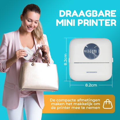HeppieBabie Bluetooth Pocket Printer - Mini Printer - Sticker - Mobiele Fotoprinter - Incl 16 Papierrollen