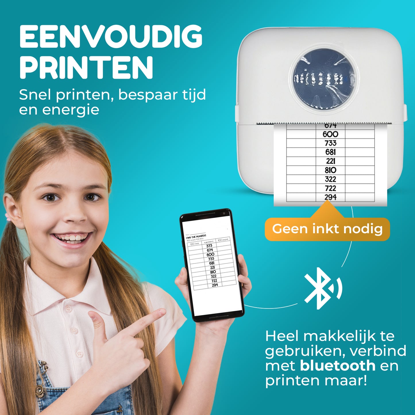 HeppieBabie Bluetooth Pocket Printer - Mini Printer - Sticker - Mobiele Fotoprinter - Incl 16 Papierrollen