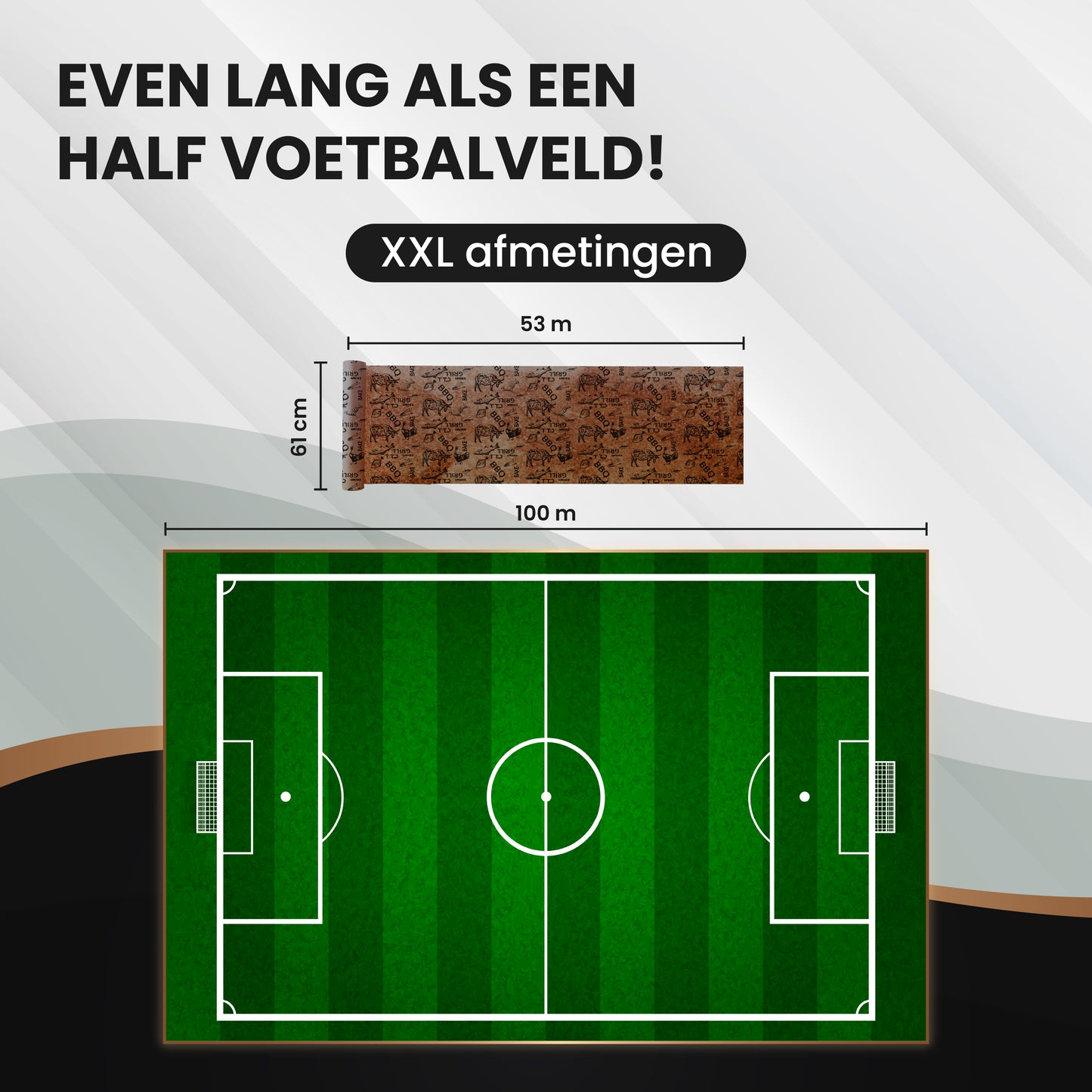 TTD® Butcher Paper XXL met Voedselveilige Print - 53 meter - Professioneel 100% Natuurlijk Slagerspapier van Houtpulp - BBQ Accesoires - Barbecue - Houtvezels - Ongecoat Slagerspapier