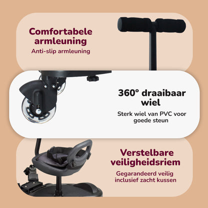 HeppieBabie - Meerijdplankje Deluxe - Met Zitje - Voor Kinderwagen/Buggy - Buggy Board - Met Ebook - Universeel