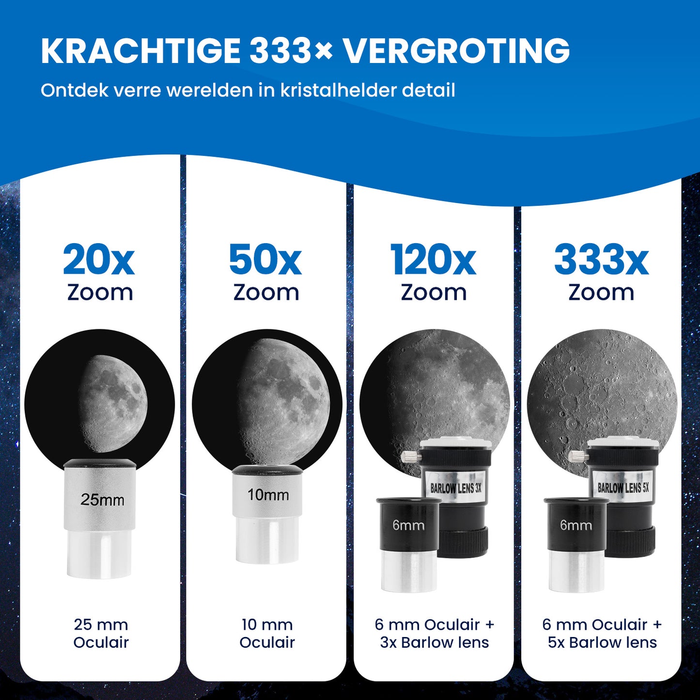 TTD® Sterrenkijker Telescoop voor Kinderen en Volwassenen – 333x Zoom – HD 70 mm Lens – Met Statief - Weerbestendig