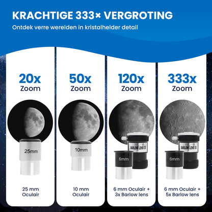 TTD® Sterrenkijker Telescoop voor Kinderen en Volwassenen – 333x Zoom – HD 70 mm Lens – Met Statief - Weerbestendig