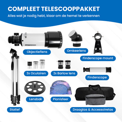 TTD® Sterrenkijker Telescoop voor Kinderen en Volwassenen – 333x Zoom – HD 70 mm Lens – Met Statief - Weerbestendig