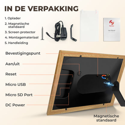BestHome® Premium Digitale Fotolijst 32GB - 10.1 inch - Touchscreen - Gebruiksvriendelijk - Fotokader - Glazen HD+ Display - Digitaal Fotolijstje - Met Wifi en Frameo App