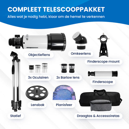 TTD® Sterrenkijker Telescoop voor Kinderen en Volwassenen – 333x Zoom – HD 70 mm Lens – Met Statief - Weerbestendig