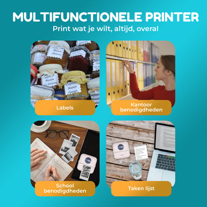 HeppieBabie Bluetooth Pocket Printer - Mini Printer - Sticker - Mobiele Fotoprinter - Incl 16 Papierrollen