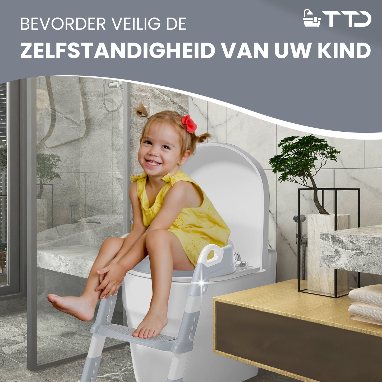 TTD® Potje Peuter - WC Verkleiner met Trapje - Toiletverkleiner - Toilettrainer met Opstapje - In Hoogte Verstelbaar en Opvouwbaar - 2 tot 8 jaar - Met Beloningssysteem en Diploma