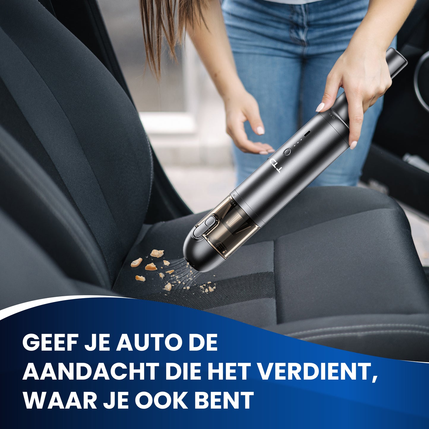 TTD® Premium Auto Stofzuiger Draadloos en Oplaadbaar - 17.000 Pa - Kruimeldief Snoerloos - Handstofzuiger - Blazen & Zuigen - Hittebestending - Compact design - Met HEPA-filter