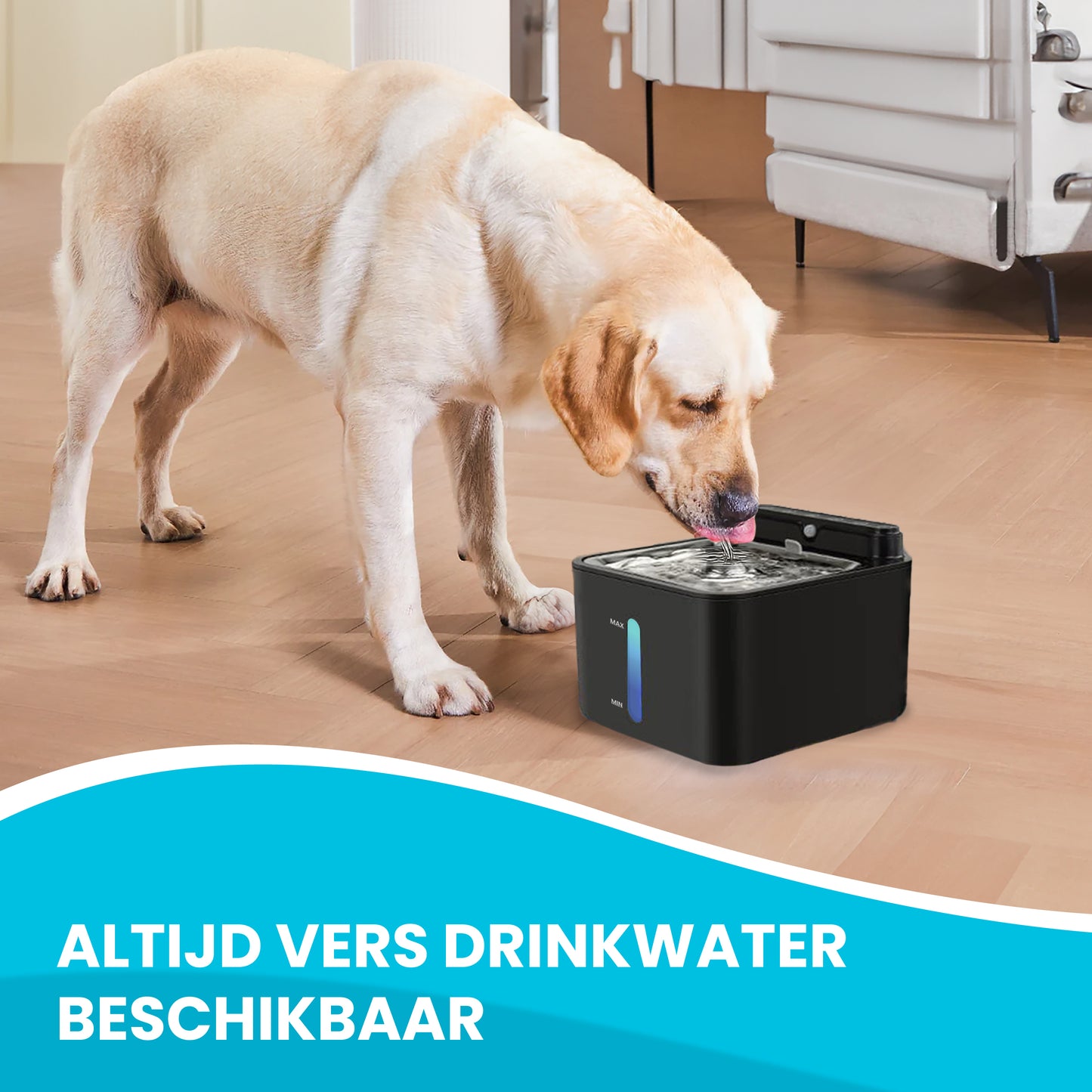 TTD® Luxe Premium RVS Drinkfontein met Sensor - Draadloze Drinkfontein Geschikt voor Hond en Kat - Extra Groot Reservoir van 3.2 L - 4000mAh Batterij - RVS- BPA Vrij - Incl. 3 Filters en Cleaning Tool - Fluisterstil