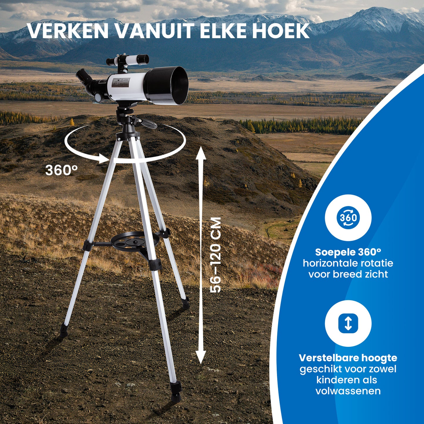 TTD® Sterrenkijker Telescoop voor Kinderen en Volwassenen – 333x Zoom – HD 70 mm Lens – Met Statief - Weerbestendig