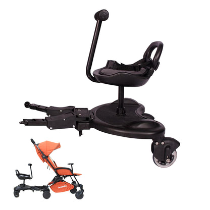 HeppieBabie - Meerijdplankje Deluxe - Met Zitje - Voor Kinderwagen/Buggy - Buggy Board - Met Ebook - Universeel