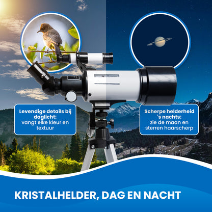TTD® Sterrenkijker Telescoop voor Kinderen en Volwassenen – 333x Zoom – HD 70 mm Lens – Met Statief - Weerbestendig