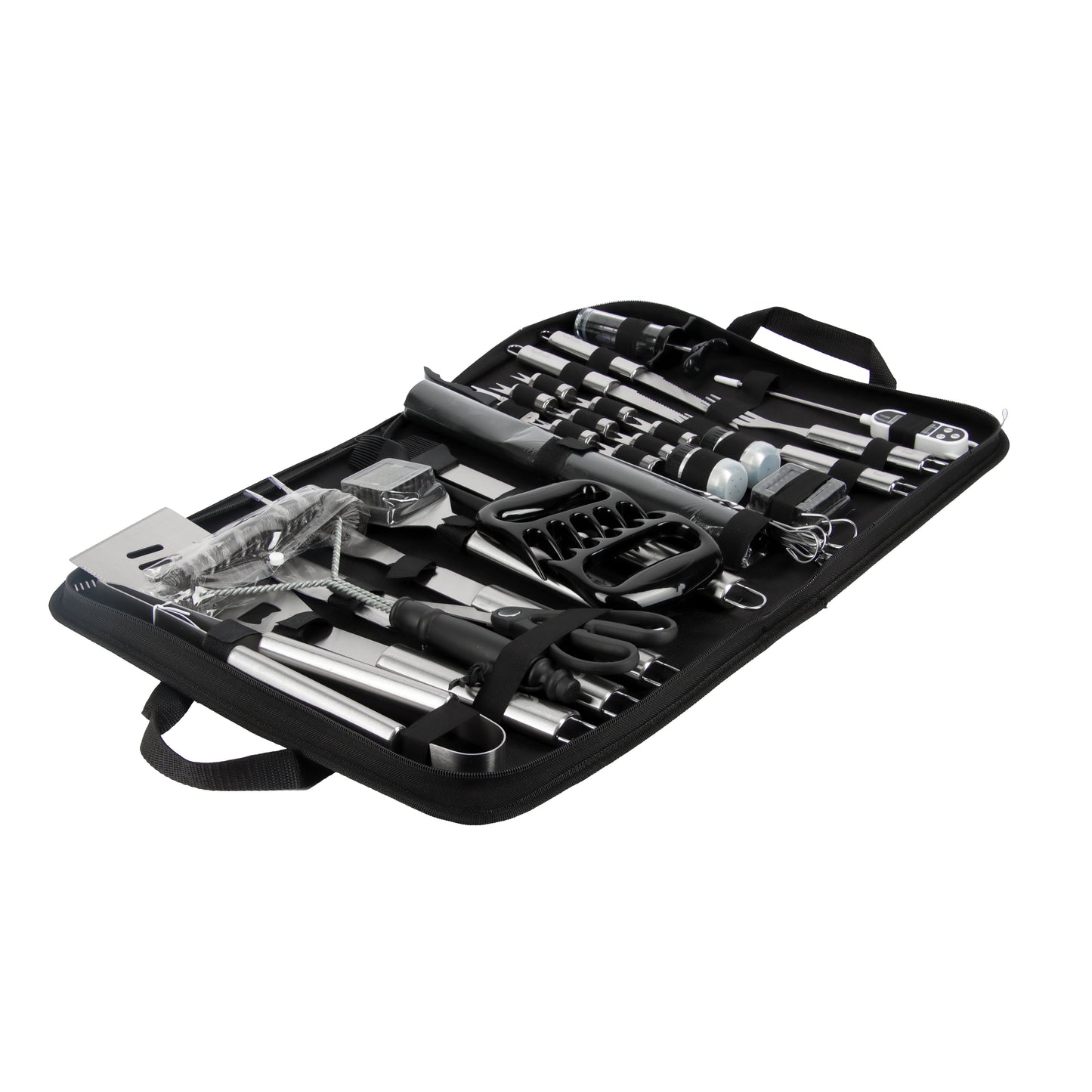 TTD® Premium BBQ Accesoires Set 40-delig - BBQ Gereedschapset RVS - Barbecue Accessoires - BBQ Tang - BBQ Spatel - Inclusief BBQ Thermometer en Schoonmaak Borstel - Inclusief Opbergtas