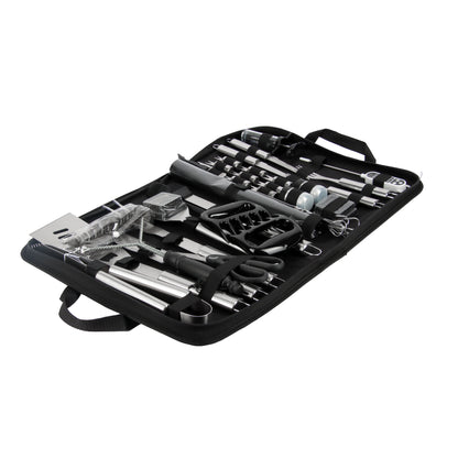 TTD® Premium BBQ Accesoires Set 40-delig - BBQ Gereedschapset RVS - Barbecue Accessoires - BBQ Tang - BBQ Spatel - Inclusief BBQ Thermometer en Schoonmaak Borstel - Inclusief Opbergtas