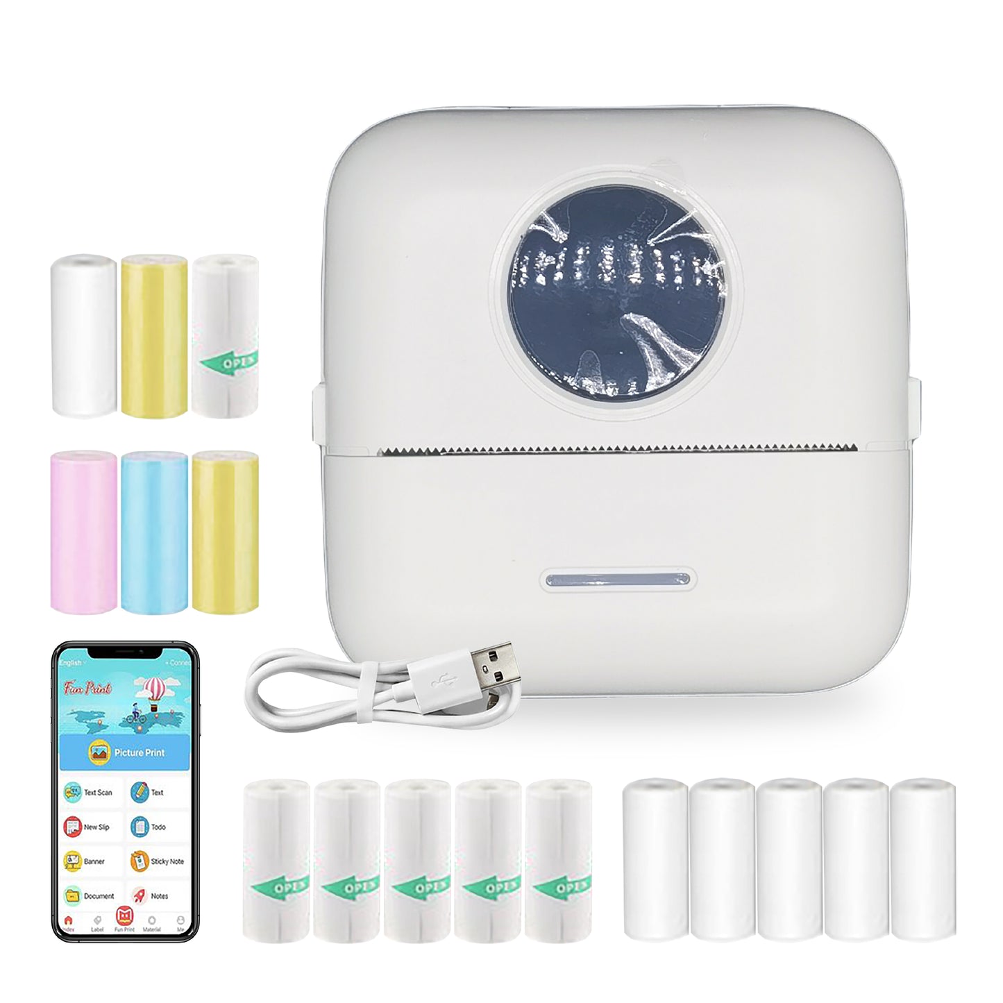 HeppieBabie Bluetooth Pocket Printer - Mini Printer - Sticker - Mobiele Fotoprinter - Incl 16 Papierrollen