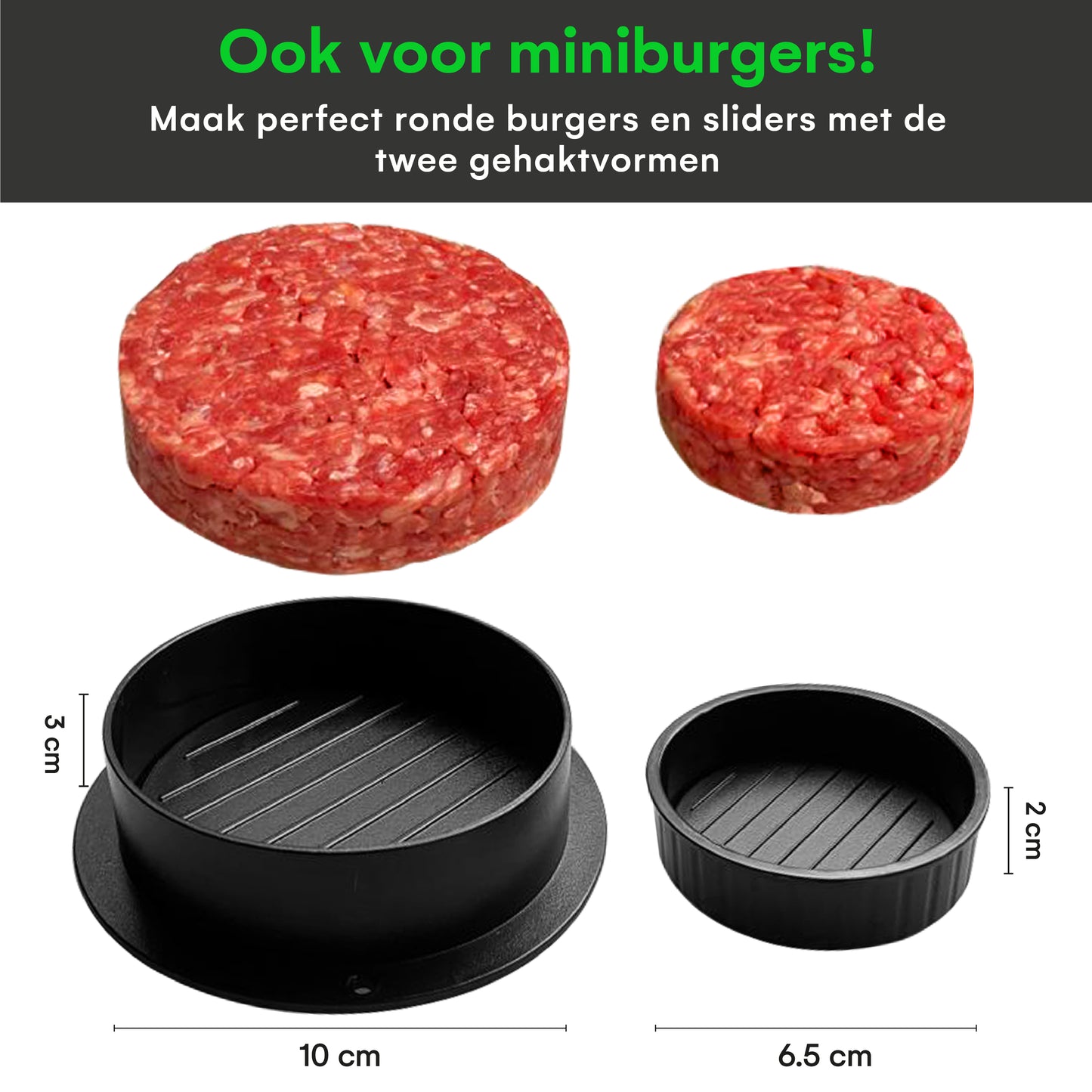 TTD® Hamburgerpers en Hamburgermaker - Smash Burger - Grillgroeven - BBQ Accesoires - Burgerpers - Barbecue Accessoires - Burger Press - Ook voor Miniburgers en Gevulde Burgers - Vaatwasserbestendig - BPA Vrij - Inclusief 100 Waxpapiertjes - Zwart