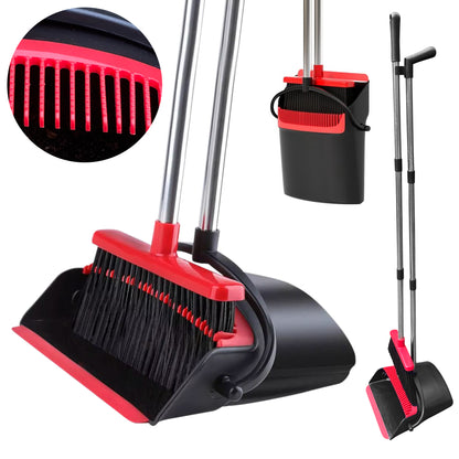 TTD® Stoffer en Blik met Lange Steel XXL - Verstelbaar 54-263 cm - Bezem - Bezemsteel - Veger en Blik - Vuilblik voor Binnen en Buiten - Ingebouwde Schoonmaaktanden