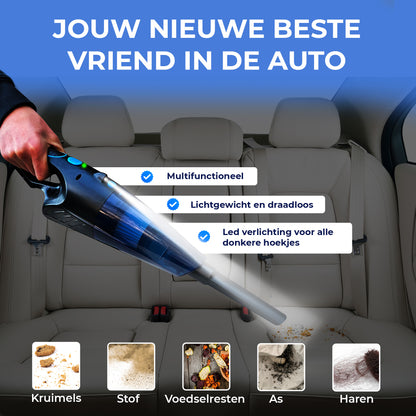 TTD® Premium Autostofzuiger Draadloos - Extra Krachtig 14.000 Pa - Nat & Droog - Inclusief Premium HEPA-filter - Draadloze Kruimelzuiger - Stofzuiger voor Auto - Handstofzuiger - Kruimeldief