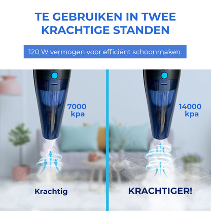 TTD® Premium Autostofzuiger Draadloos - Extra Krachtig 14.000 Pa - Nat & Droog - Inclusief Premium HEPA-filter - Draadloze Kruimelzuiger - Stofzuiger voor Auto - Handstofzuiger - Kruimeldief