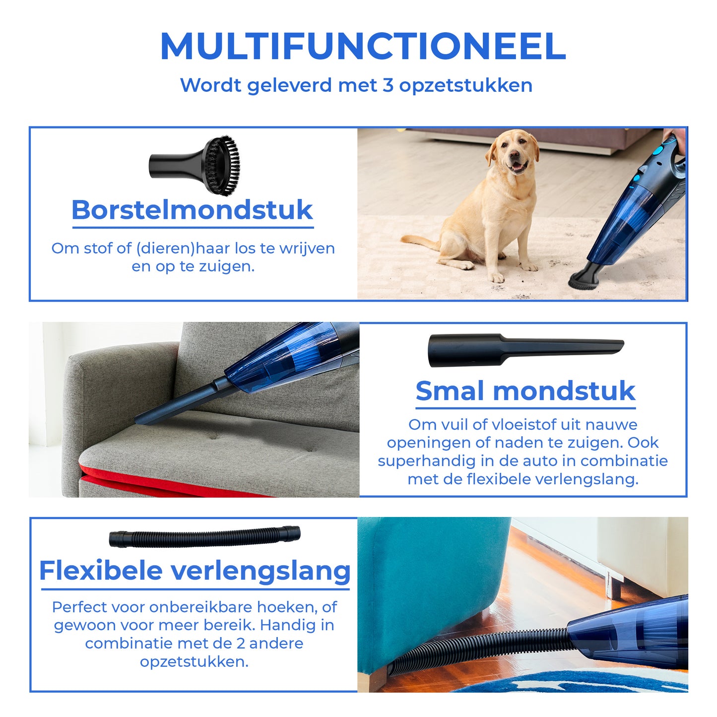 TTD® Premium Autostofzuiger Draadloos - Extra Krachtig 14.000 Pa - Nat & Droog - Inclusief Premium HEPA-filter - Draadloze Kruimelzuiger - Stofzuiger voor Auto - Handstofzuiger - Kruimeldief