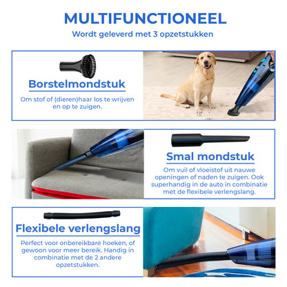 TTD® Premium Autostofzuiger Draadloos - Extra Krachtig 14.000 Pa - Nat & Droog - Inclusief Premium HEPA-filter - Draadloze Kruimelzuiger - Stofzuiger voor Auto - Handstofzuiger - Kruimeldief