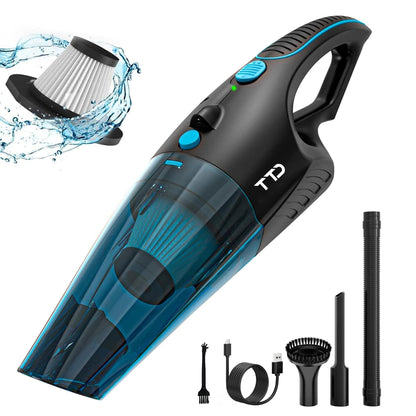 TTD® Premium Autostofzuiger Draadloos - Extra Krachtig 14.000 Pa - Nat & Droog - Inclusief Premium HEPA-filter - Draadloze Kruimelzuiger - Stofzuiger voor Auto - Handstofzuiger - Kruimeldief