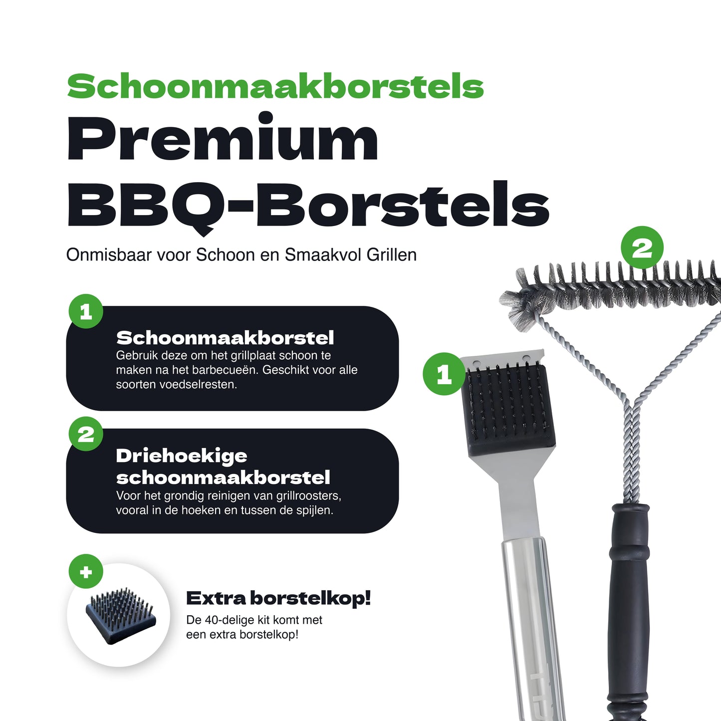 TTD® Premium BBQ Accesoires Set 40-delig - BBQ Gereedschapset RVS - Barbecue Accessoires - BBQ Tang - BBQ Spatel - Inclusief BBQ Thermometer en Schoonmaak Borstel - Inclusief Opbergtas