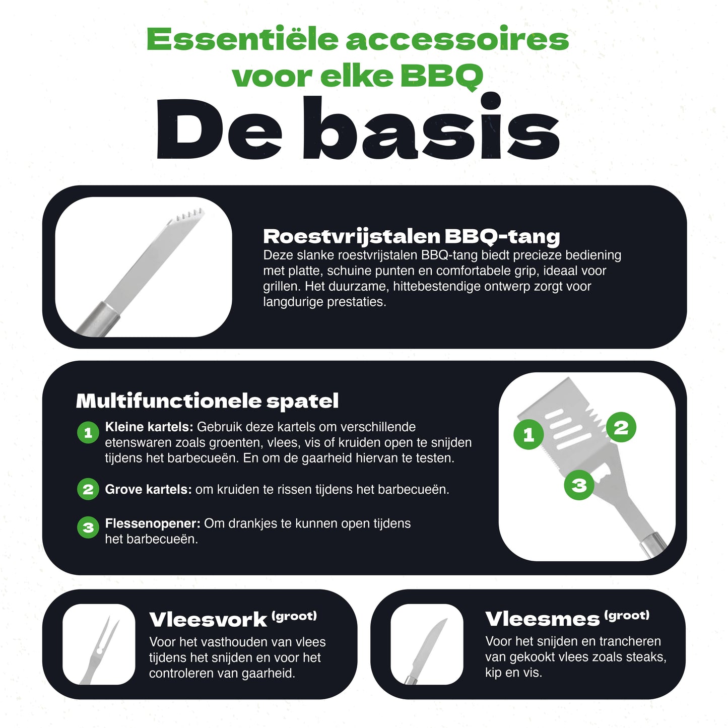 TTD® Premium BBQ Accesoires Set 40-delig - BBQ Gereedschapset RVS - Barbecue Accessoires - BBQ Tang - BBQ Spatel - Inclusief BBQ Thermometer en Schoonmaak Borstel - Inclusief Opbergtas