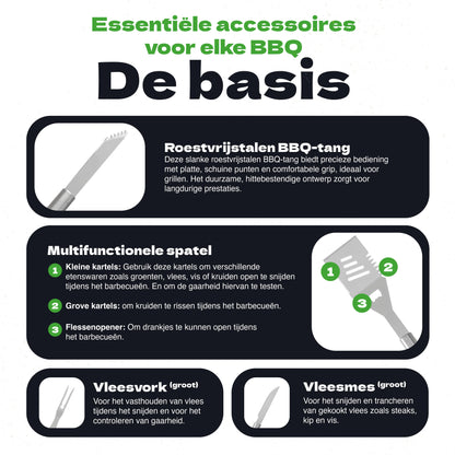 TTD® Premium BBQ Accesoires Set 40-delig - BBQ Gereedschapset RVS - Barbecue Accessoires - BBQ Tang - BBQ Spatel - Inclusief BBQ Thermometer en Schoonmaak Borstel - Inclusief Opbergtas