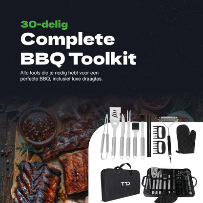 TTD® Premium BBQ Accessories Set 30-piece Including Storage Bag