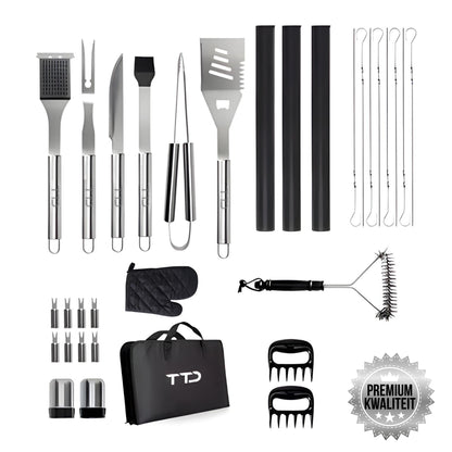 TTD® Premium BBQ Accessories Set 30-piece Including Storage Bag