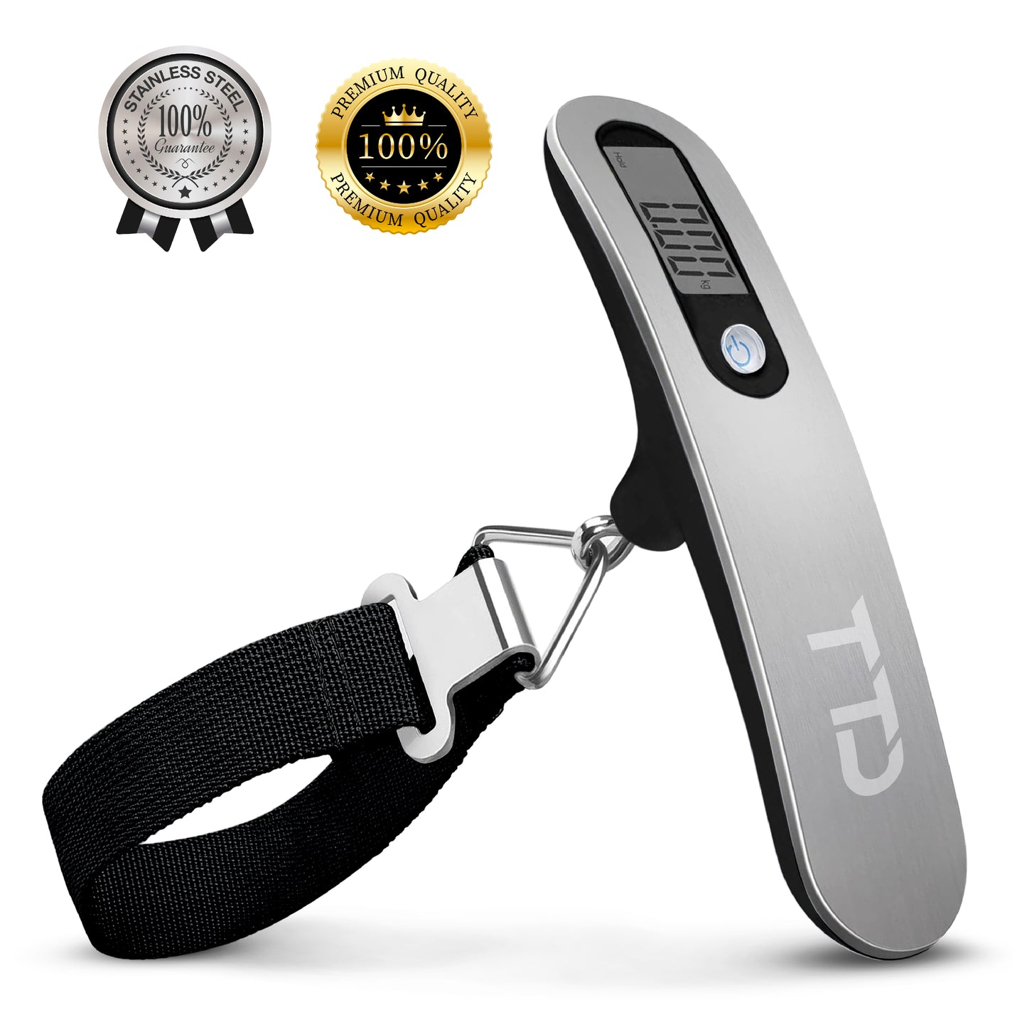 TTD® Kofferweegschaal - Weegcapaciteit 50 kg - Bagageweegschaal - Bagageweger - Hangweegschaal - Digital Luggage Scale - Kofferweger - Reizen met Vliegtuig - kg/g/lbs/oz - Inclusief Batterijen - Zwart